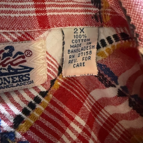 Vintage Grannycore Womens Schooners 2X Plaid Flannel Long Sleeve Button Up Shirt - Picture 3 of 4